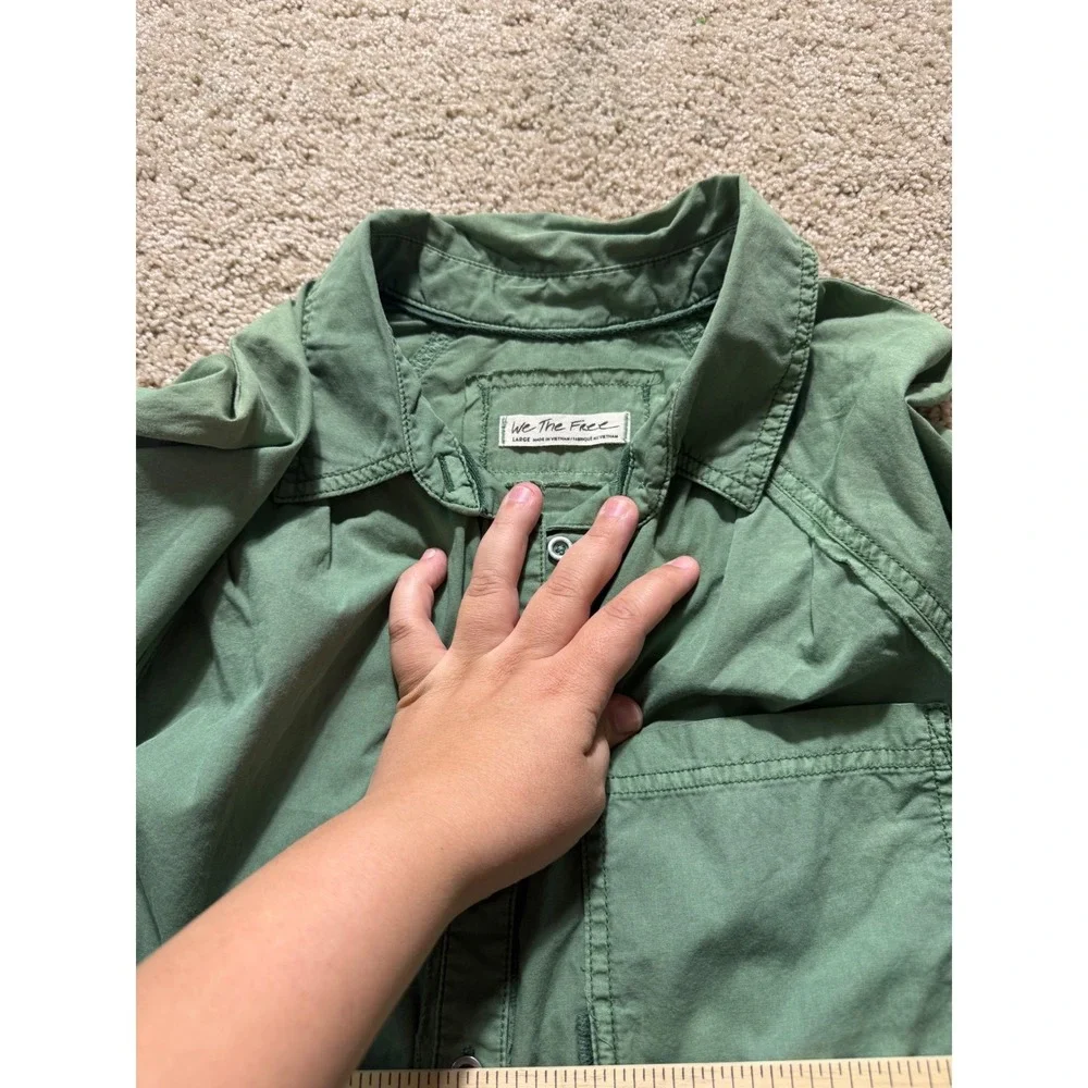 NWT We The‎ Free Free People C Back To It Button Down Shirt Olive Green Size L L